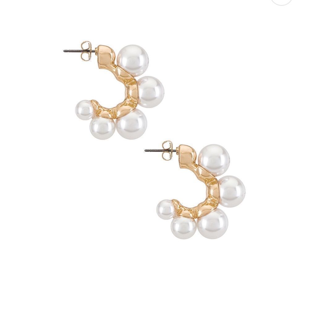Pearl hoop earrings #563